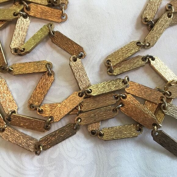 Hammered Textured Brasstone Link Necklace - Picture 6 of 6